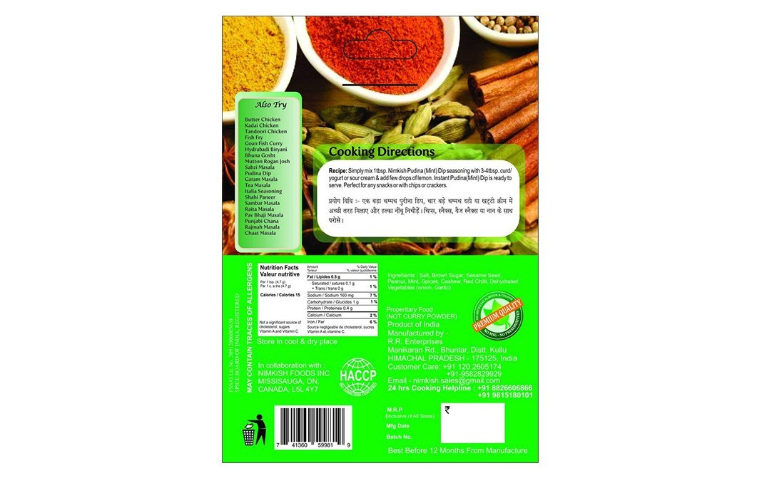 Nimkish Pudina Dip Masala   Box  30 grams